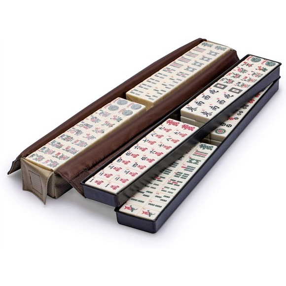 Mahjong Set American Style Mojave Ivory w/ Soft Case Racks Dice Coins Set - Picture 10 of 14